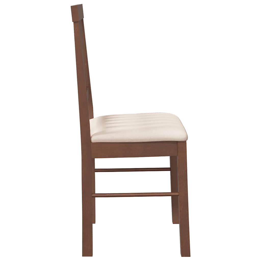 Dining Chairs with Cushions 2 Pcs Brown Solid Wood Rubber Tree