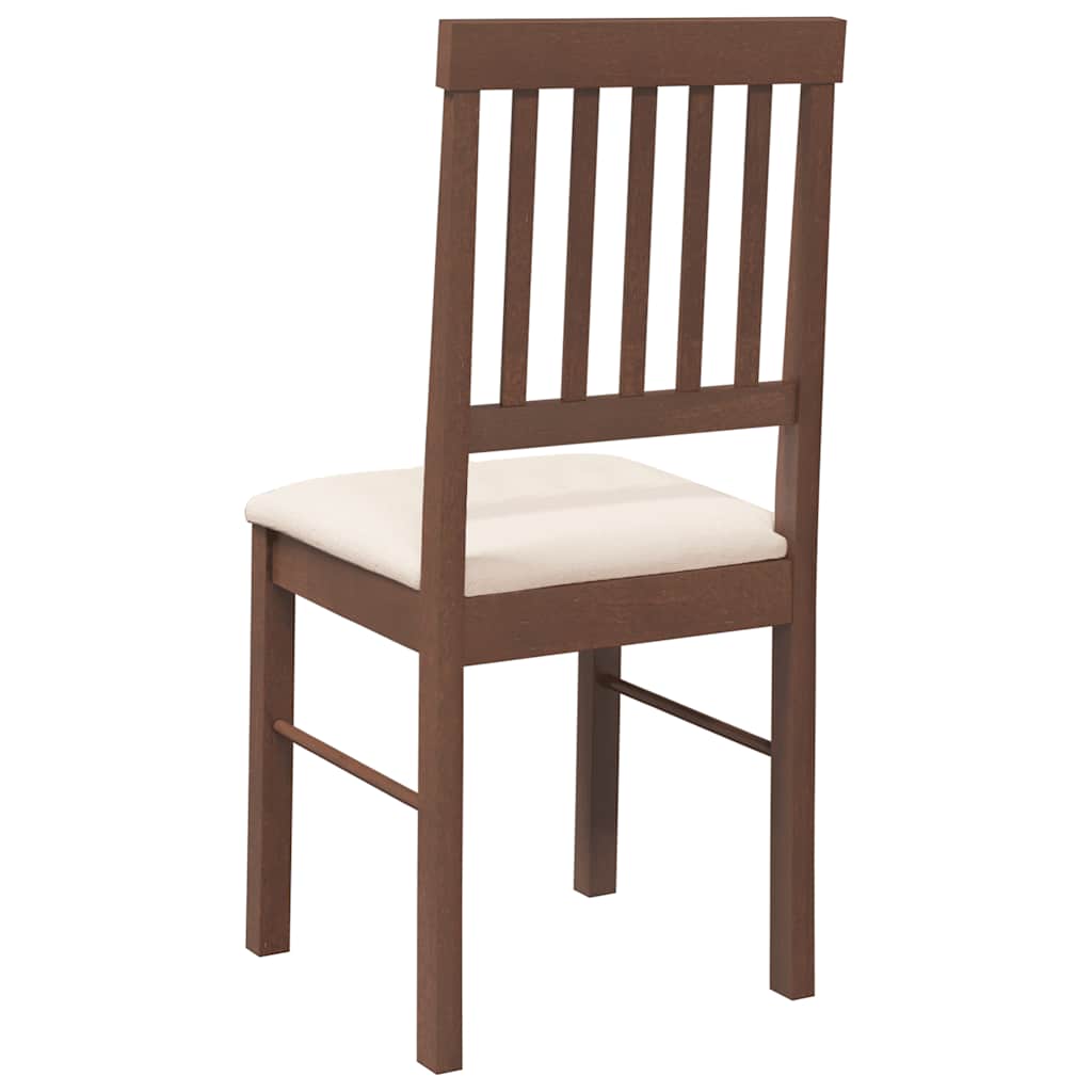 Dining Chairs with Cushions 2 Pcs Brown Solid Wood Rubber Tree