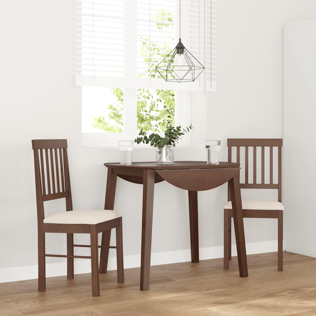 Dining Chairs with Cushions 2 Pcs Brown Solid Wood Rubber Tree
