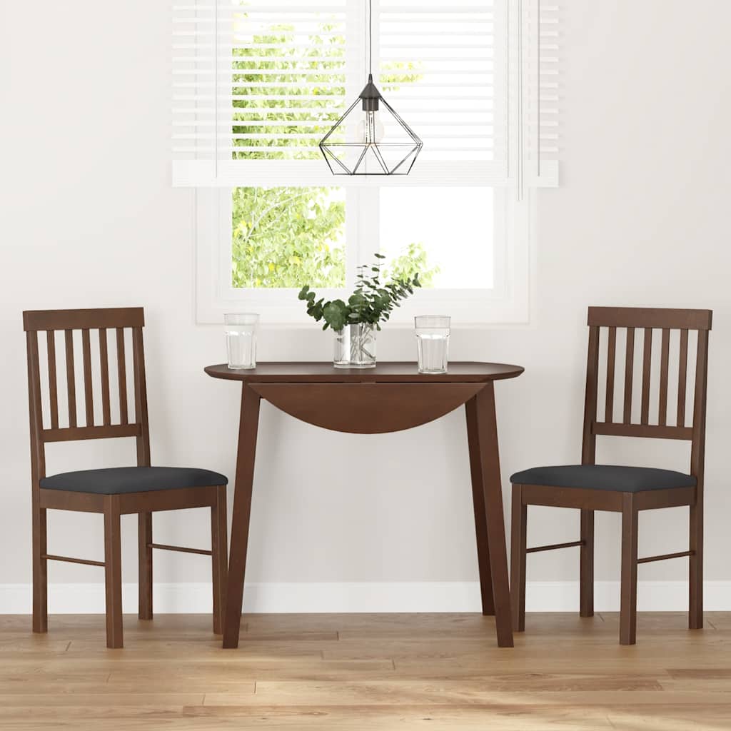 Dining Chairs with Cushions 2 Pcs Brown Solid Wood Rubber Tree