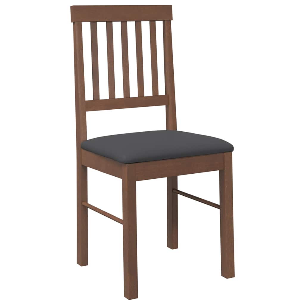 Dining Chairs with Cushions 2 Pcs Brown Solid Wood Rubber Tree