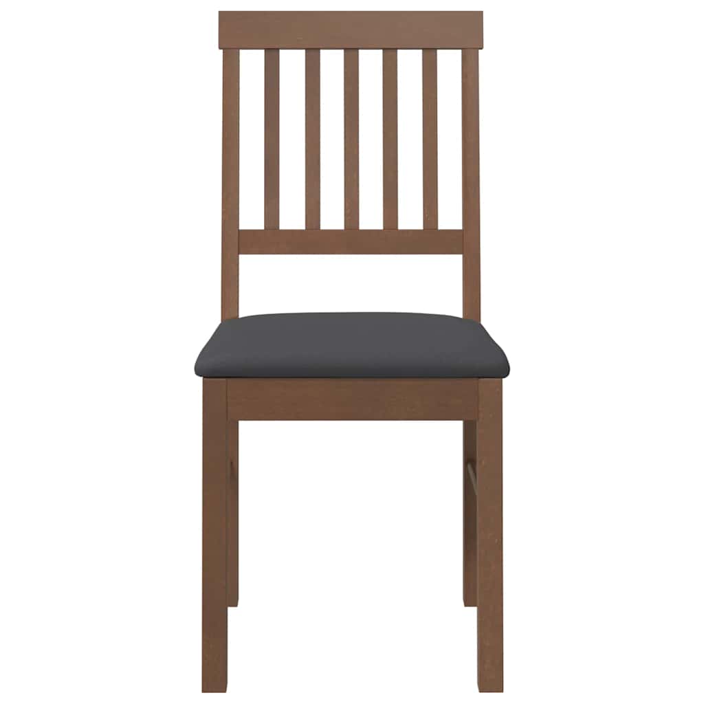 Dining Chairs with Cushions 2 Pcs Brown Solid Wood Rubber Tree