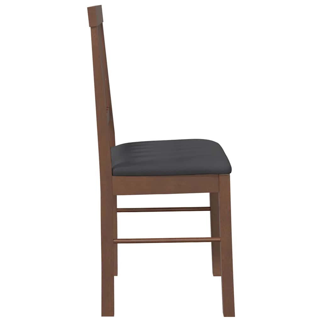 Dining Chairs with Cushions 2 Pcs Brown Solid Wood Rubber Tree
