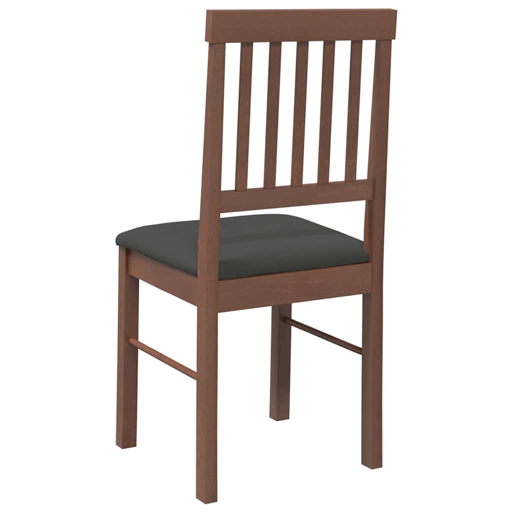 Dining Chairs with Cushions 2 Pcs Brown Solid Wood Rubber Tree