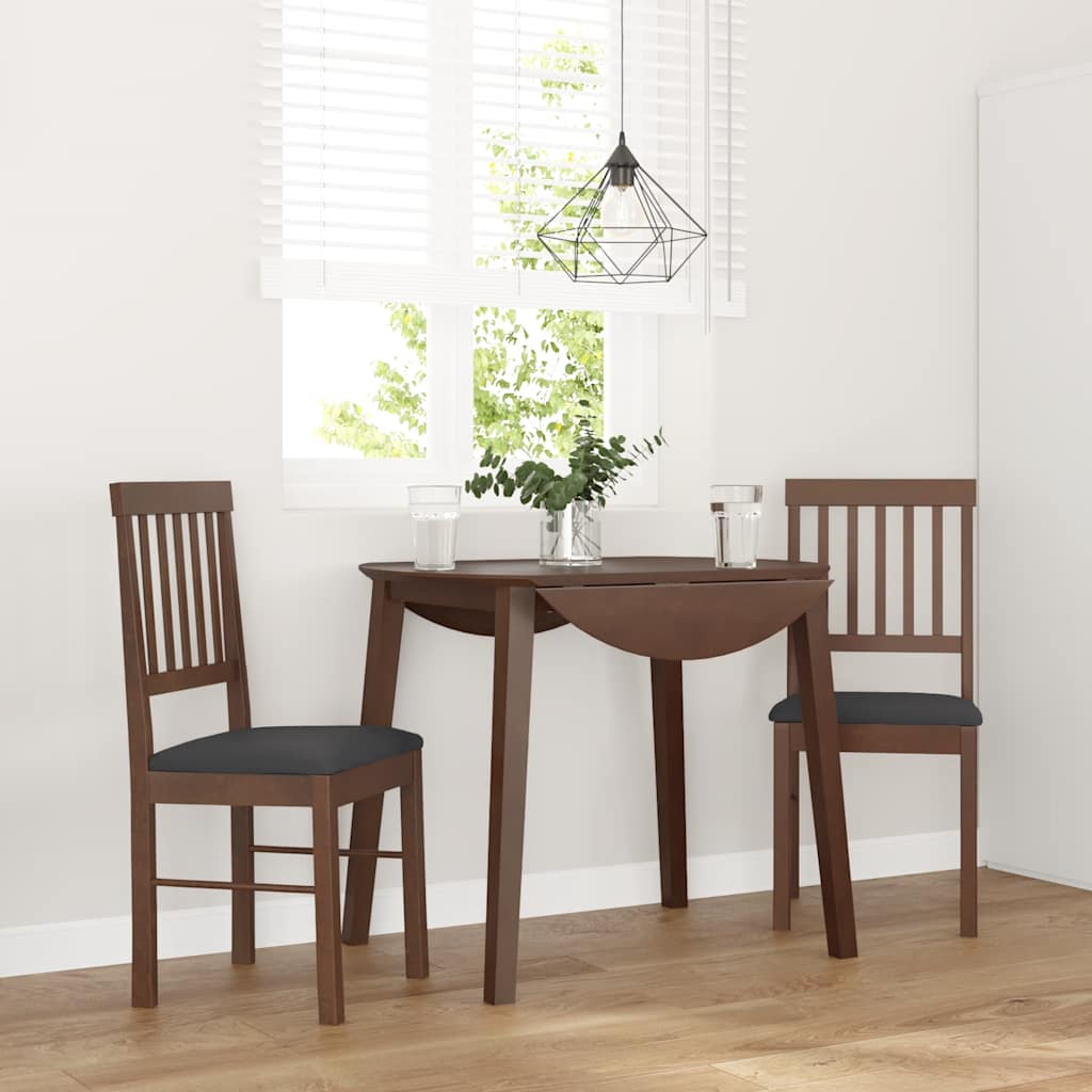Dining Chairs with Cushions 2 Pcs Brown Solid Wood Rubber Tree