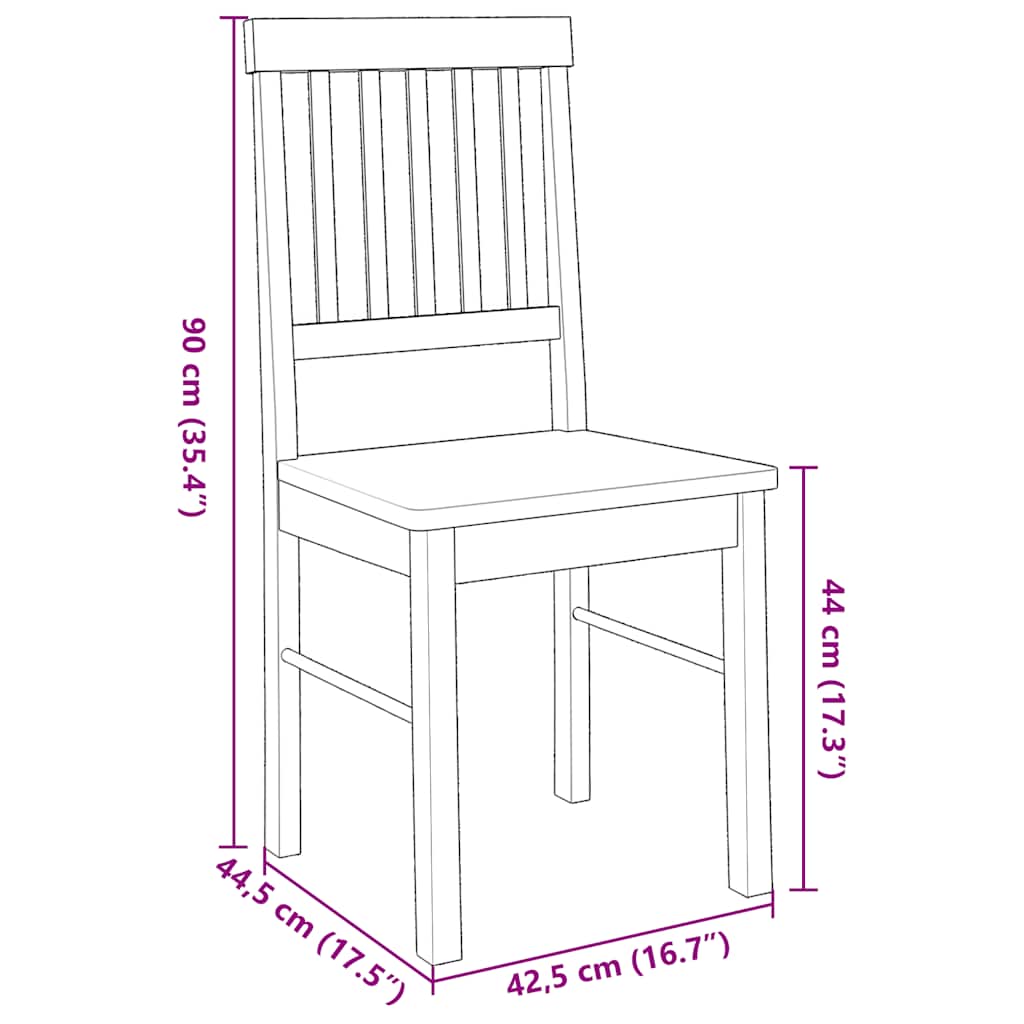 Dining room chairs 2 pcs. Solid wood rubber tree