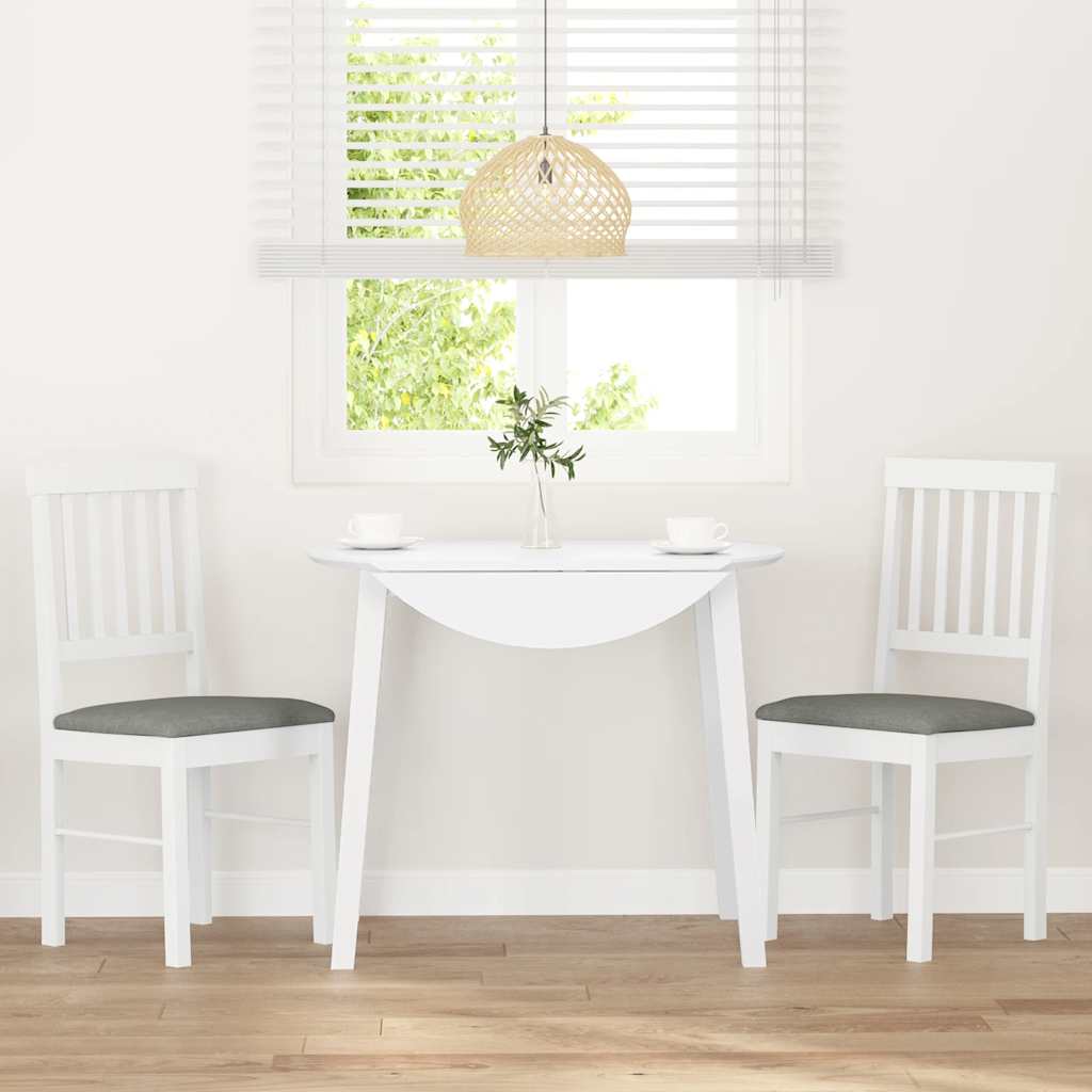 Dining Chairs with Cushions 2 Pcs White Solid Wood Rubber Tree