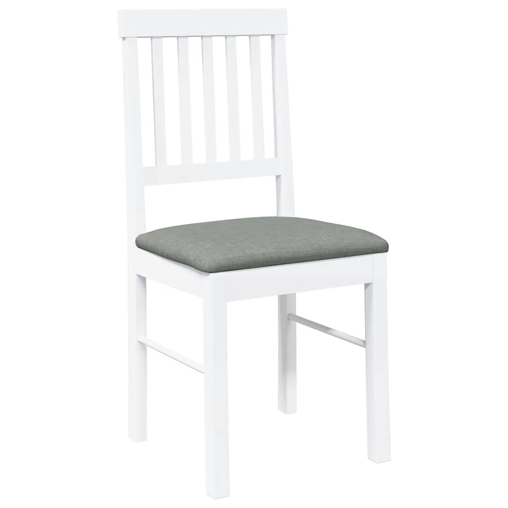 Dining Chairs with Cushions 2 Pcs White Solid Wood Rubber Tree