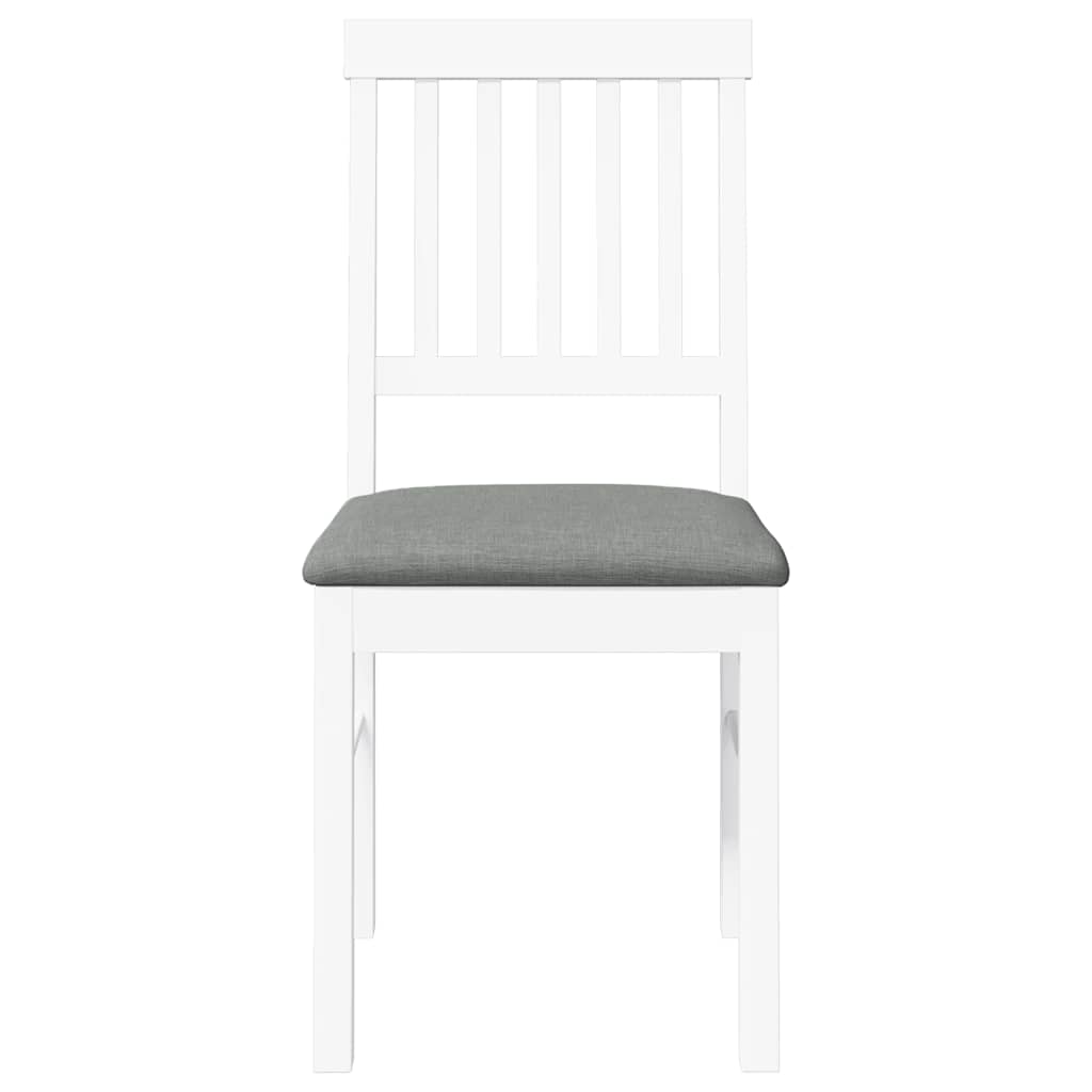 Dining Chairs with Cushions 2 Pcs White Solid Wood Rubber Tree