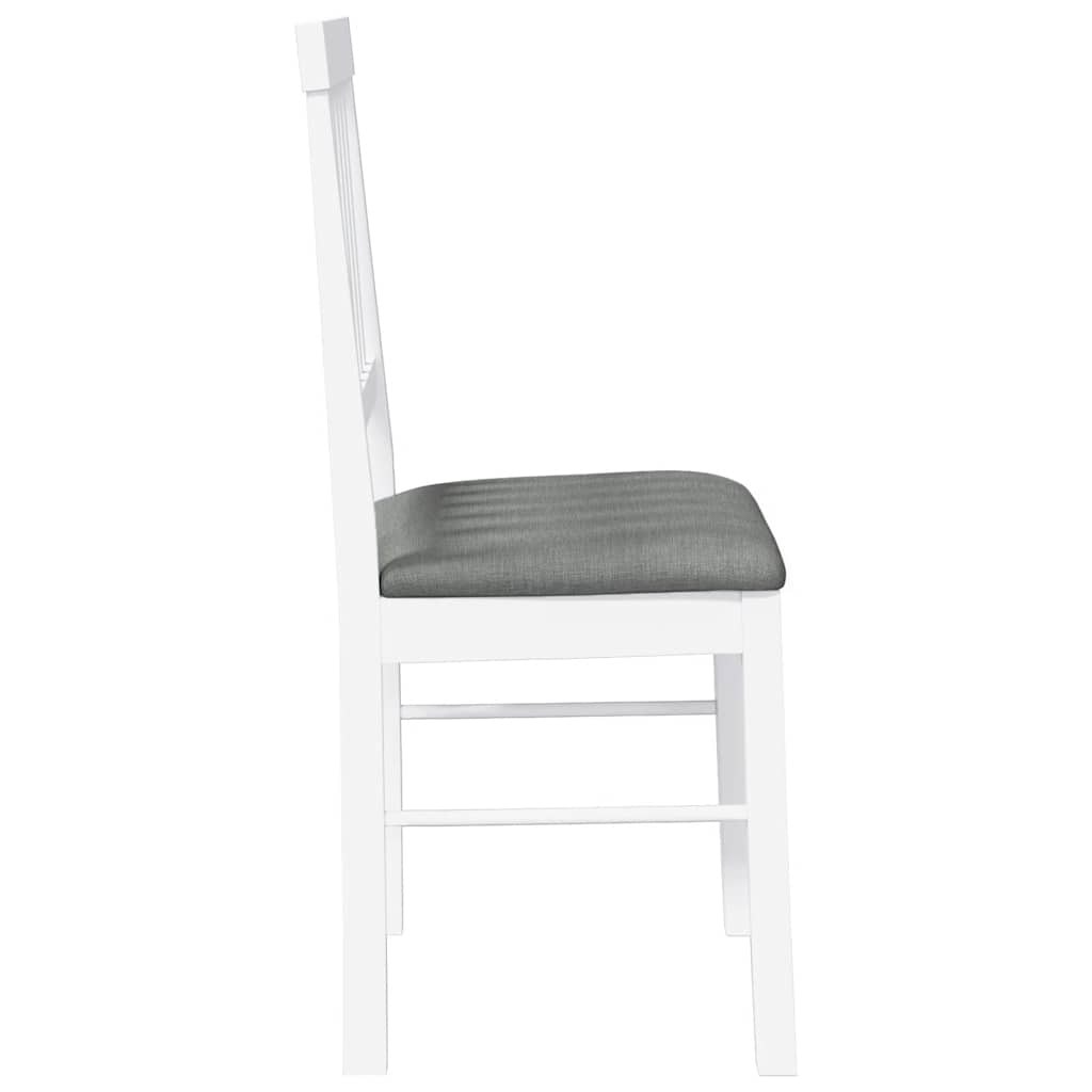 Dining Chairs with Cushions 2 Pcs White Solid Wood Rubber Tree
