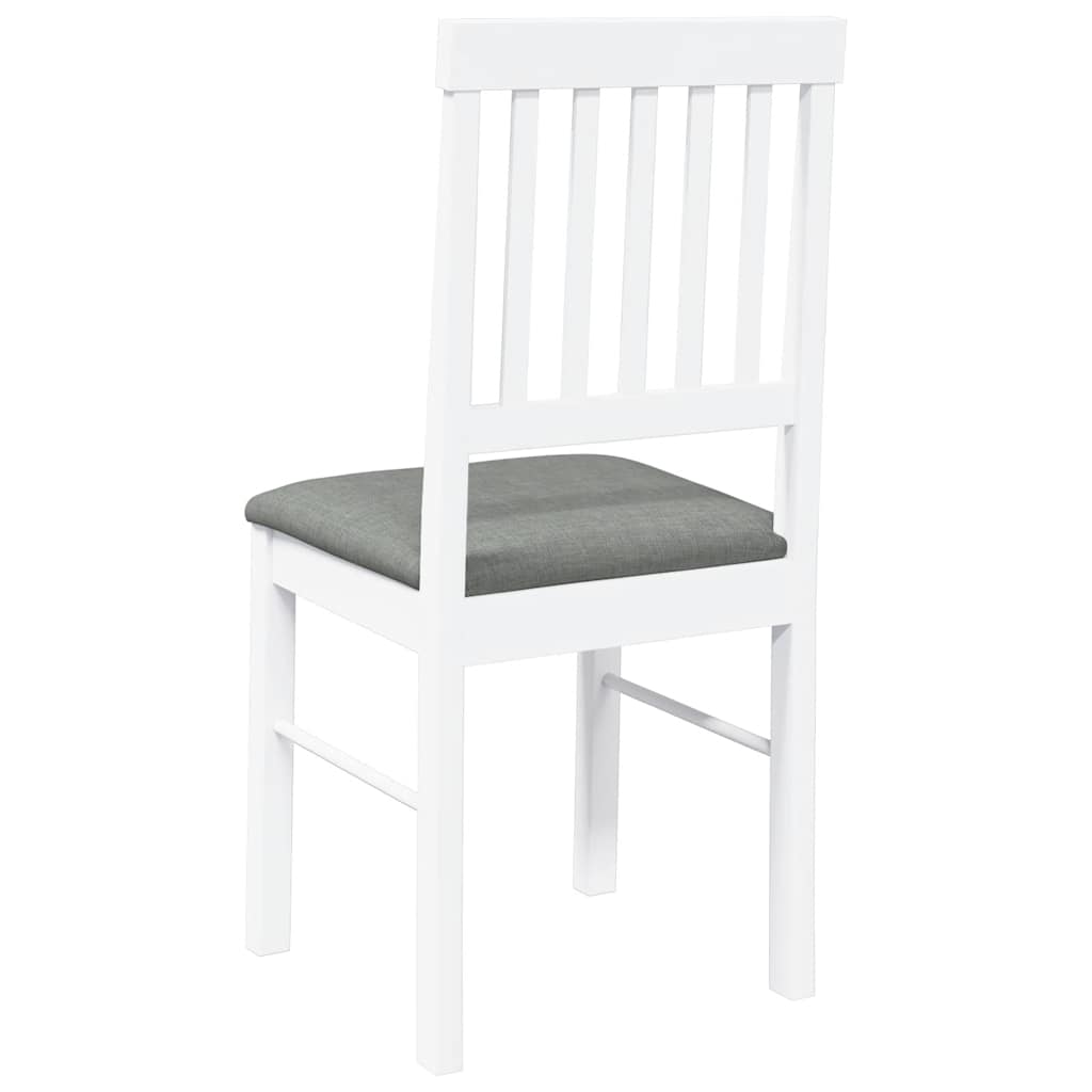 Dining Chairs with Cushions 2 Pcs White Solid Wood Rubber Tree