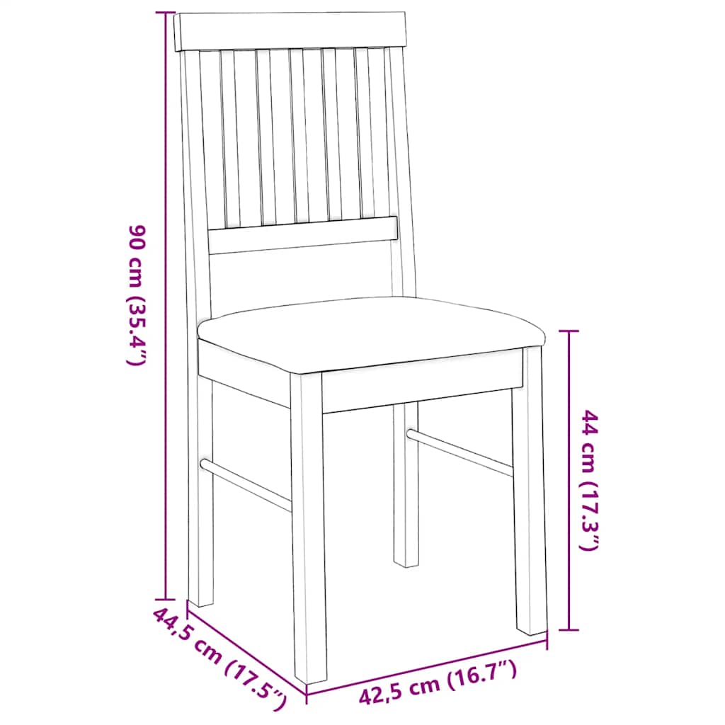 Dining Chairs with Cushions 2 Pcs White Solid Wood Rubber Tree