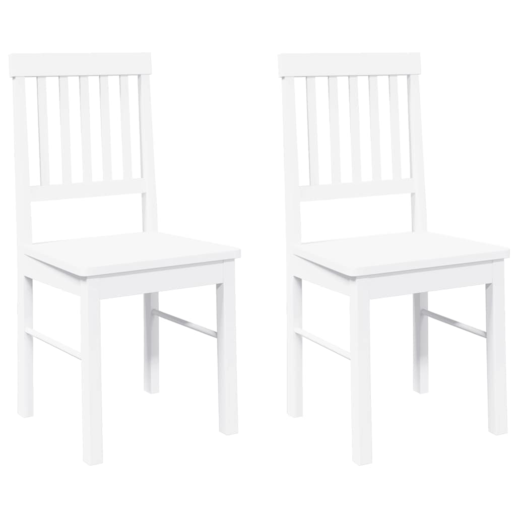 Dining Chairs 2 pcs. White Solid Wood Rubberwood