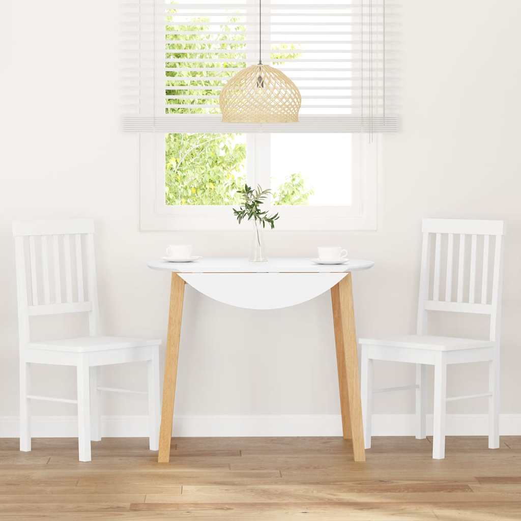 Dining Chairs 2 pcs. White Solid Wood Rubberwood