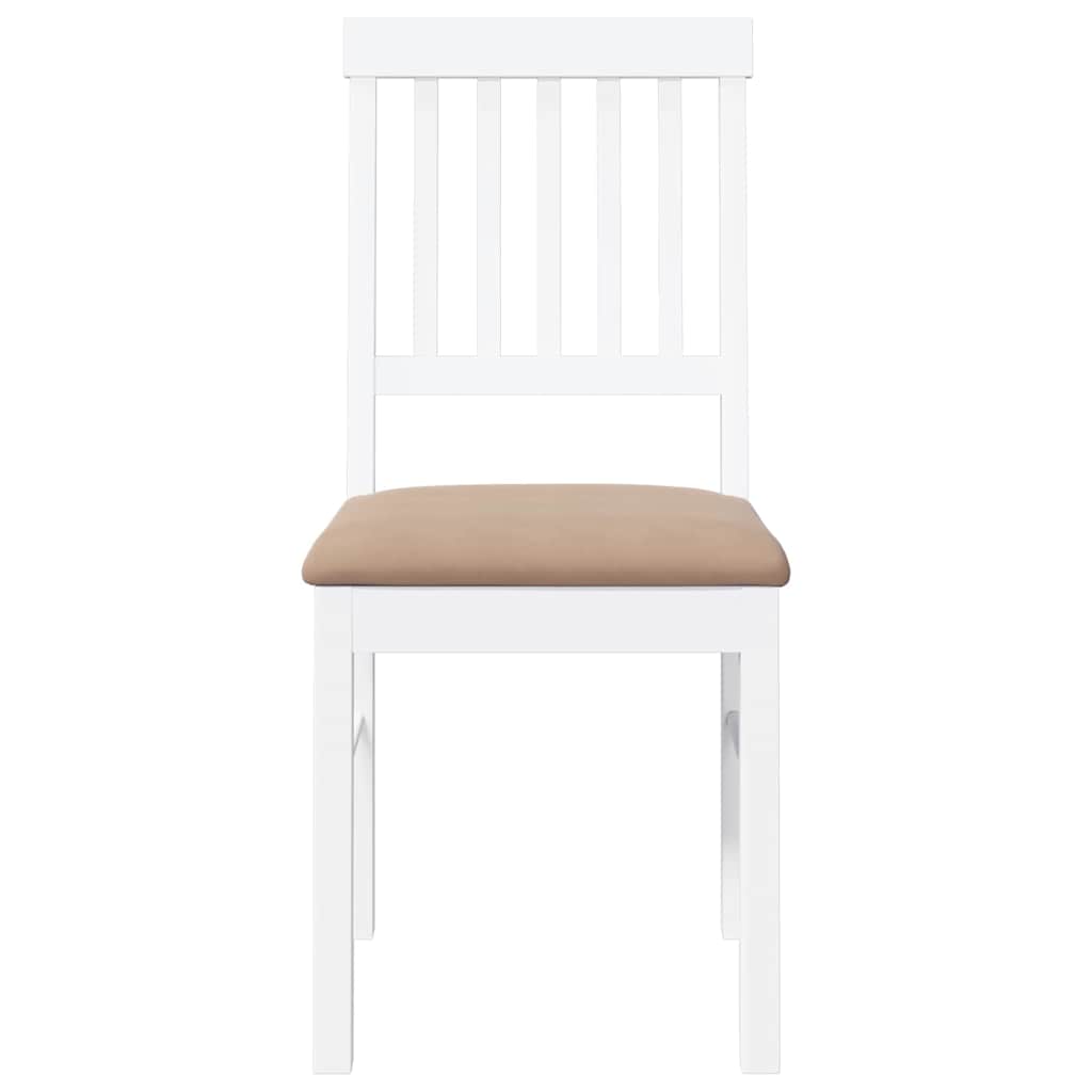 Dining Chairs with Cushions 2 Pcs White Solid Wood Rubber Tree