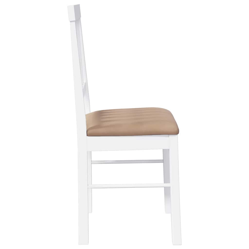 Dining Chairs with Cushions 2 Pcs White Solid Wood Rubber Tree