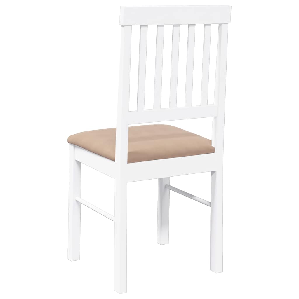 Dining Chairs with Cushions 2 Pcs White Solid Wood Rubber Tree