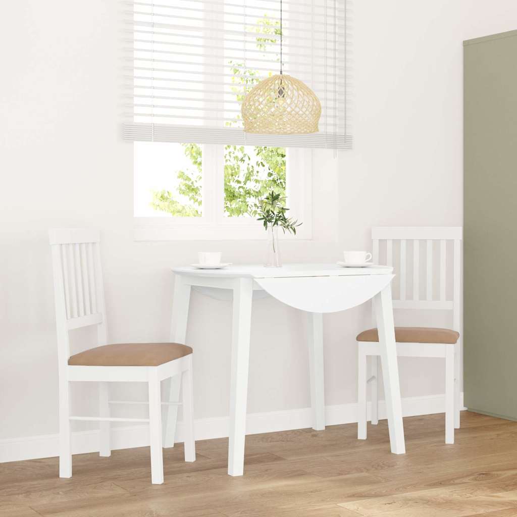 Dining Chairs with Cushions 2 Pcs White Solid Wood Rubber Tree