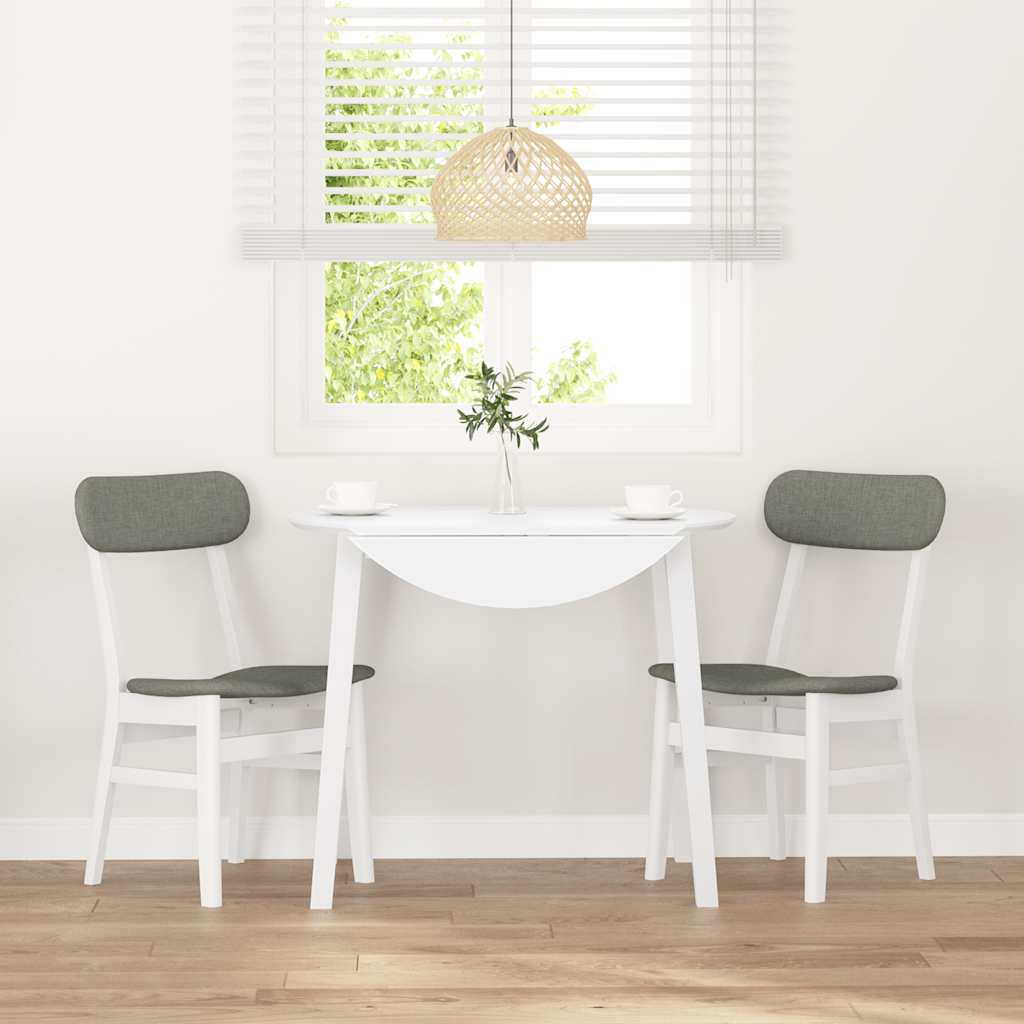 Dining Chairs with Cushions 2 Pcs White Solid Wood Rubber Tree