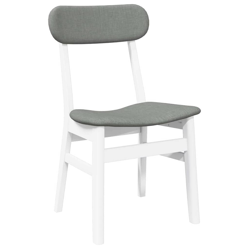 Dining Chairs with Cushions 2 Pcs White Solid Wood Rubber Tree