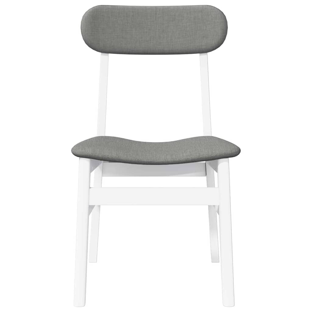 Dining Chairs with Cushions 2 Pcs White Solid Wood Rubber Tree