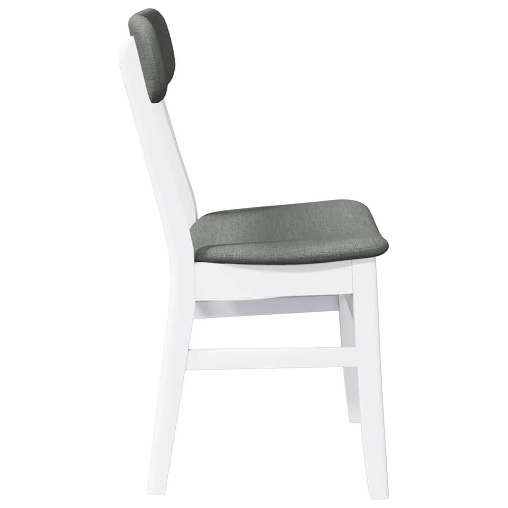 Dining Chairs with Cushions 2 Pcs White Solid Wood Rubber Tree