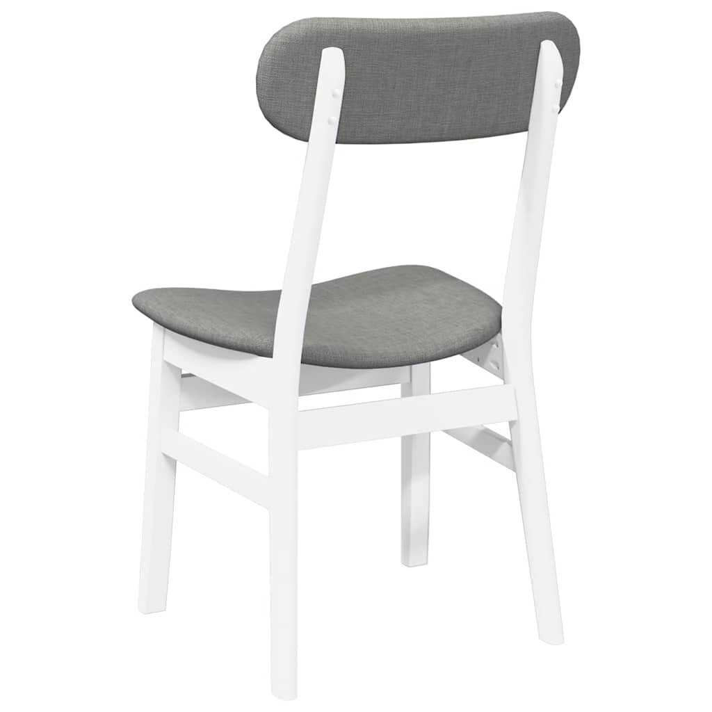 Dining Chairs with Cushions 2 Pcs White Solid Wood Rubber Tree