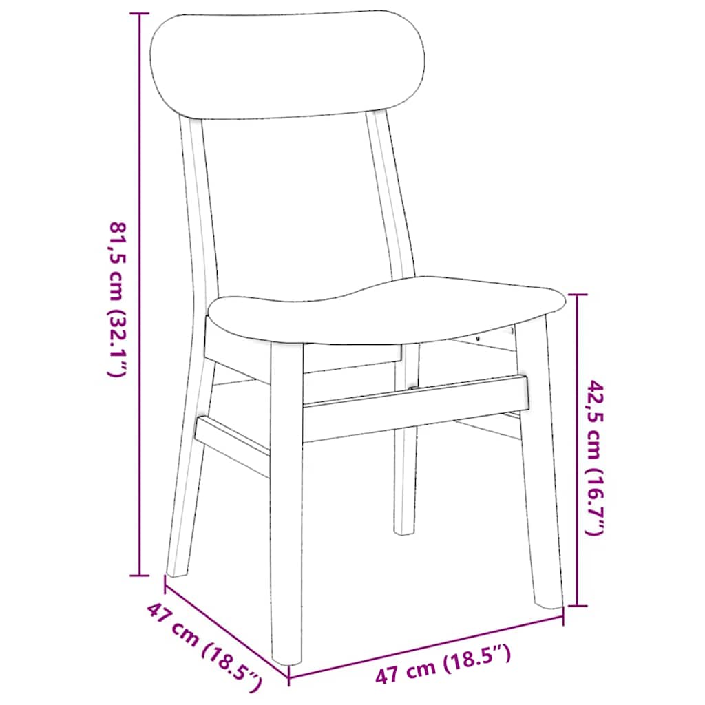 Dining Chairs with Cushions 2 Pcs White Solid Wood Rubber Tree