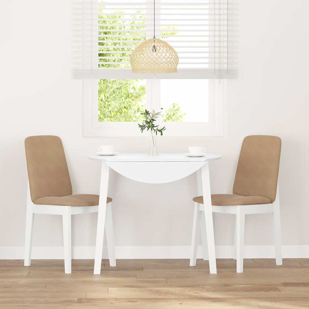 Dining Chairs with Cushions 2 Pcs White Solid Wood Rubber Tree