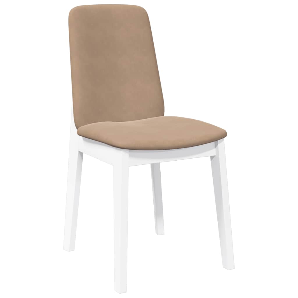 Dining Chairs with Cushions 2 Pcs White Solid Wood Rubber Tree
