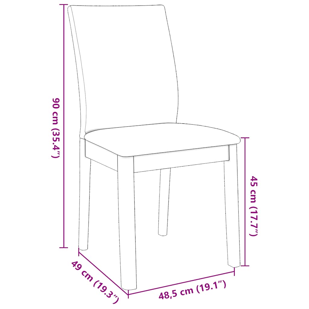 Dining Chairs with Cushions 2 Pcs Brown Solid Wood Rubber Tree
