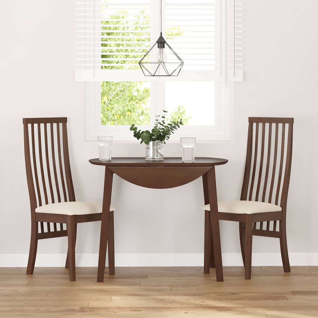 Dining Chairs with Cushions 2 Pcs Brown Solid Wood Rubber Tree