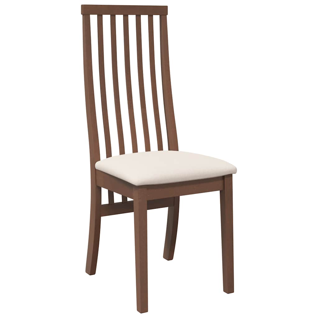 Dining Chairs with Cushions 2 Pcs Brown Solid Wood Rubber Tree