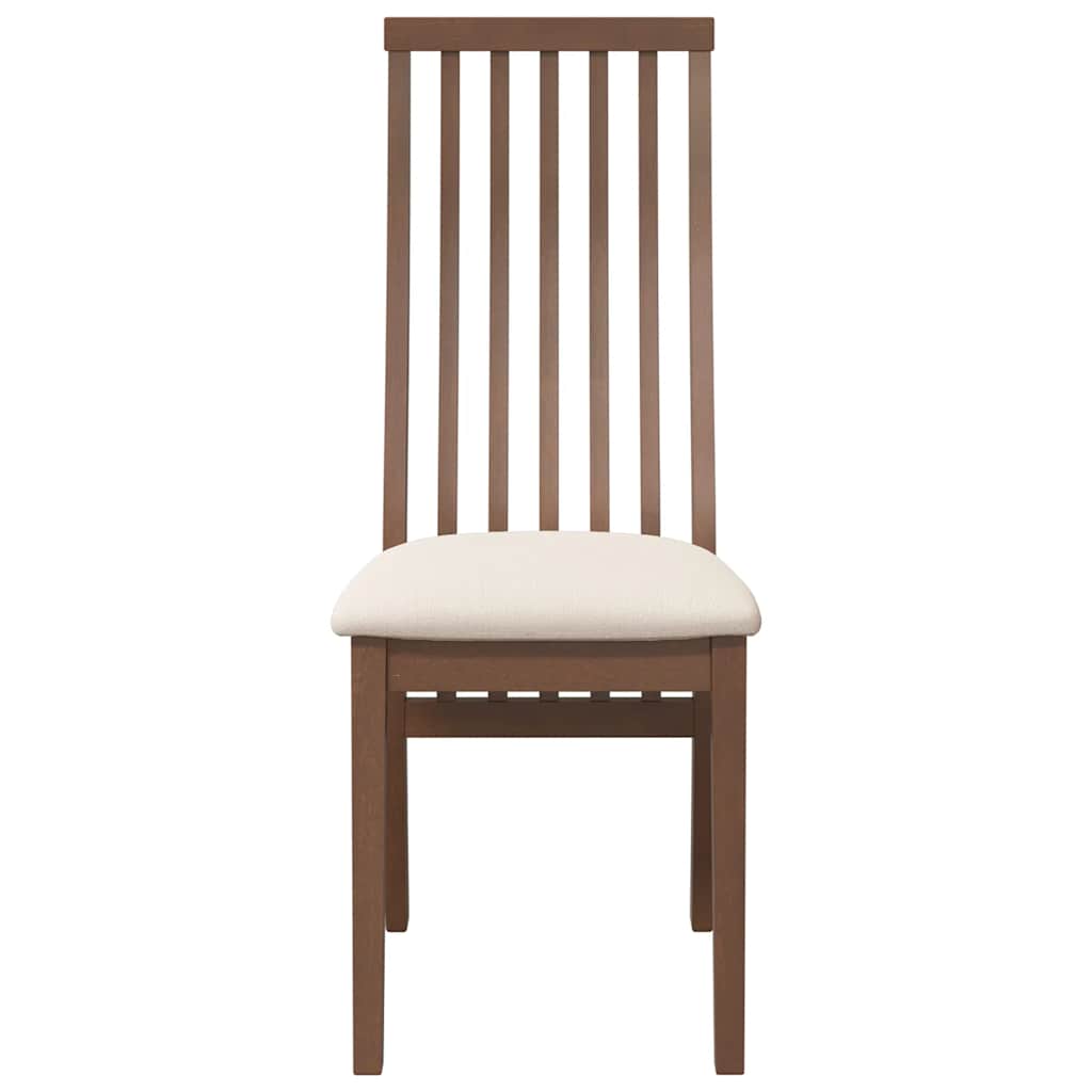 Dining Chairs with Cushions 2 Pcs Brown Solid Wood Rubber Tree
