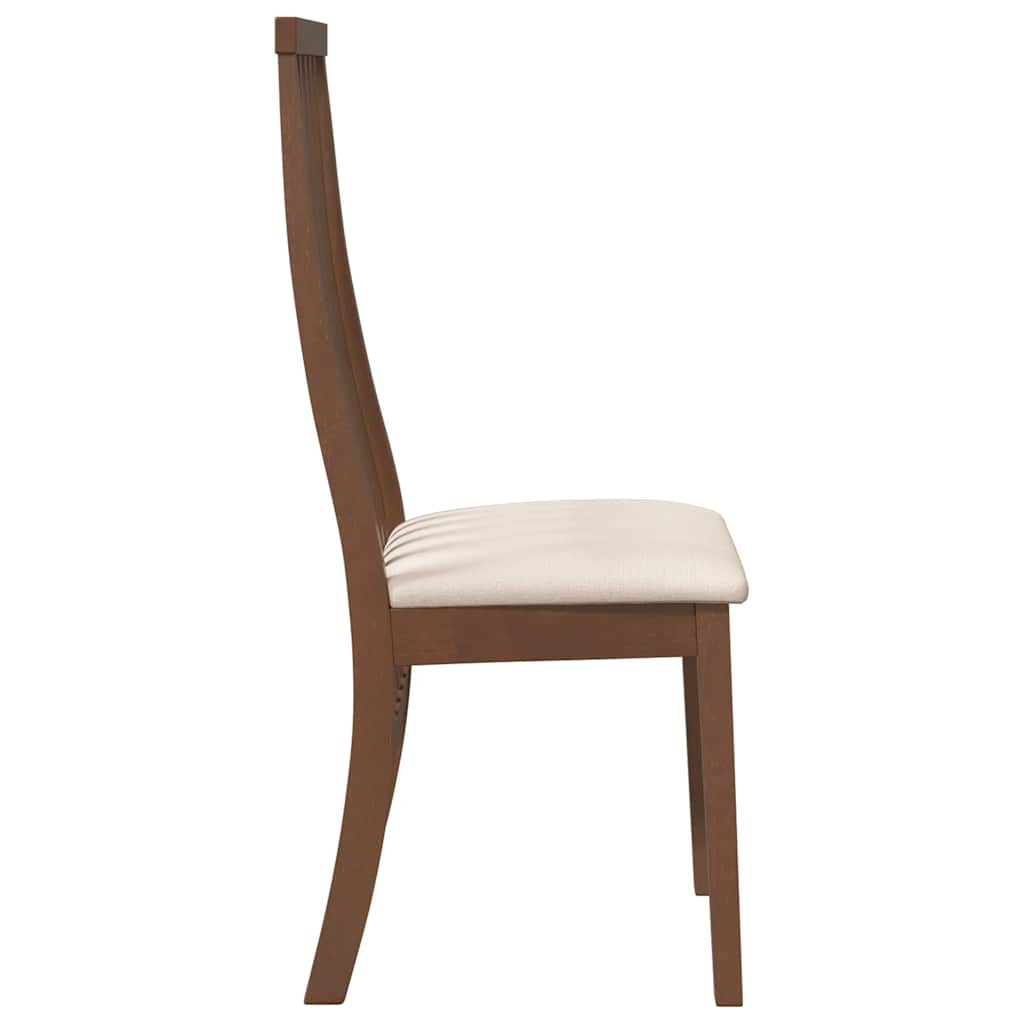 Dining Chairs with Cushions 2 Pcs Brown Solid Wood Rubber Tree