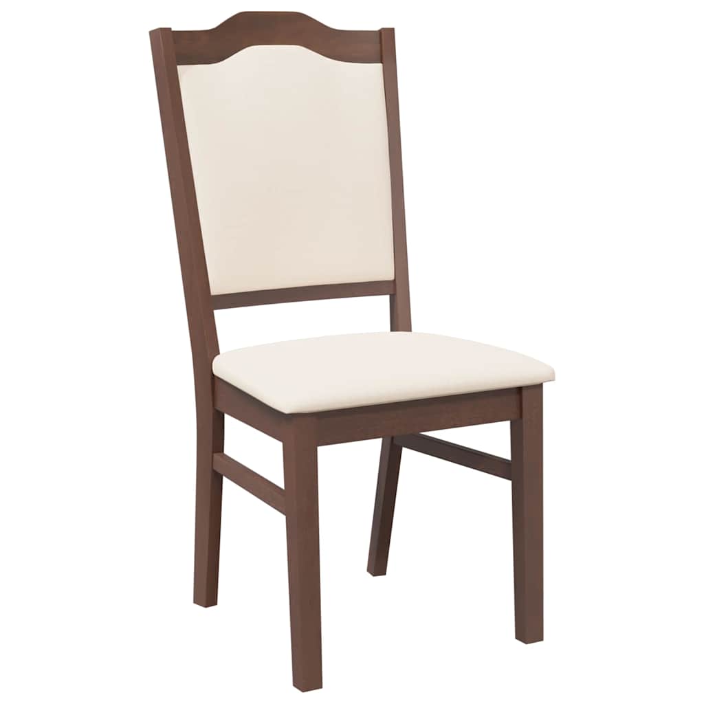 Dining Chairs with Cushions 2 Pcs Brown Solid Wood Rubber Tree