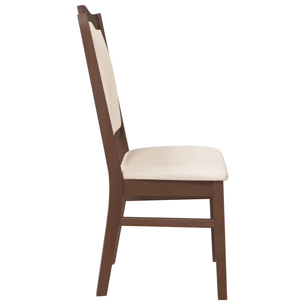 Dining Chairs with Cushions 2 Pcs Brown Solid Wood Rubber Tree