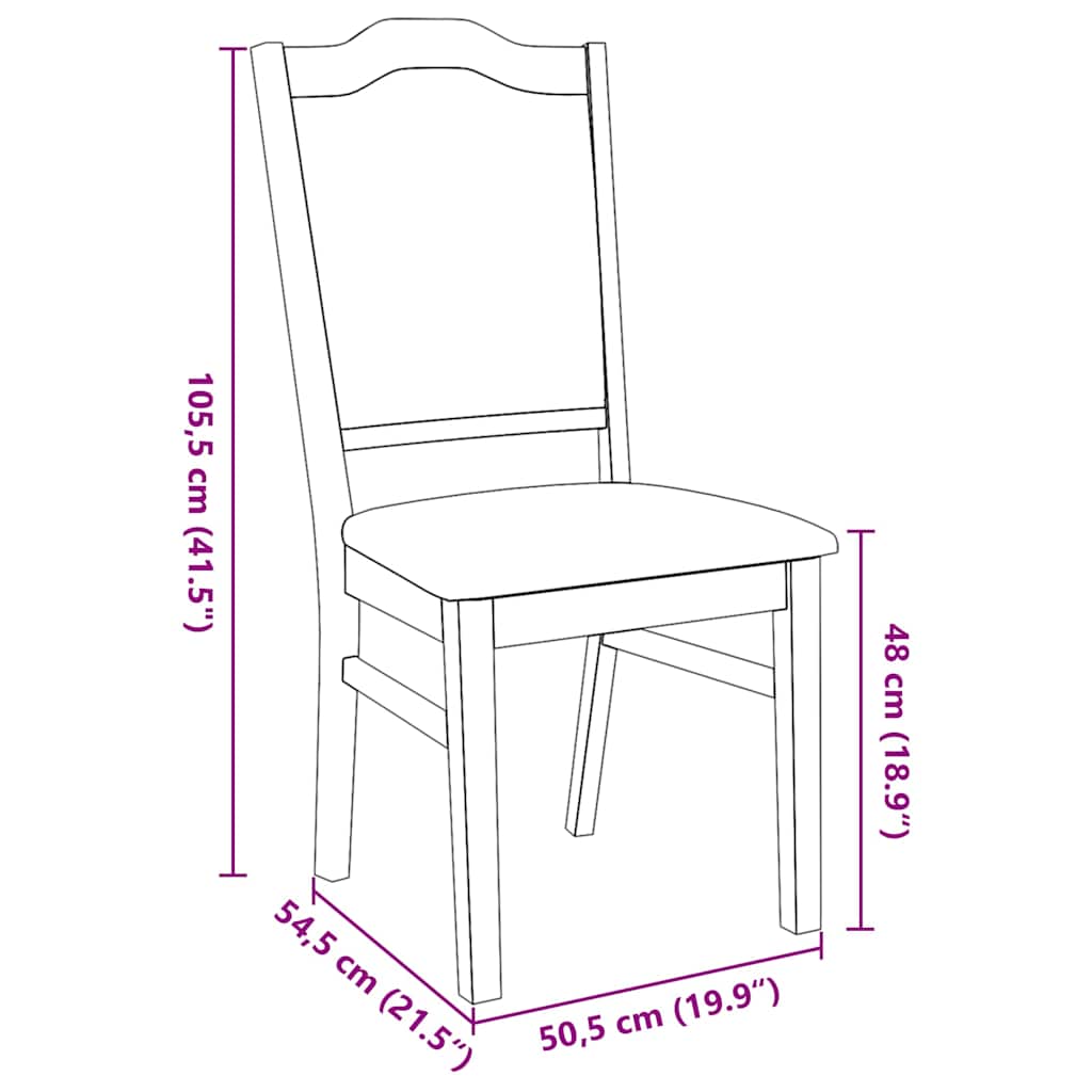 Dining Chairs with Cushions 2 Pcs Brown Solid Wood Rubber Tree