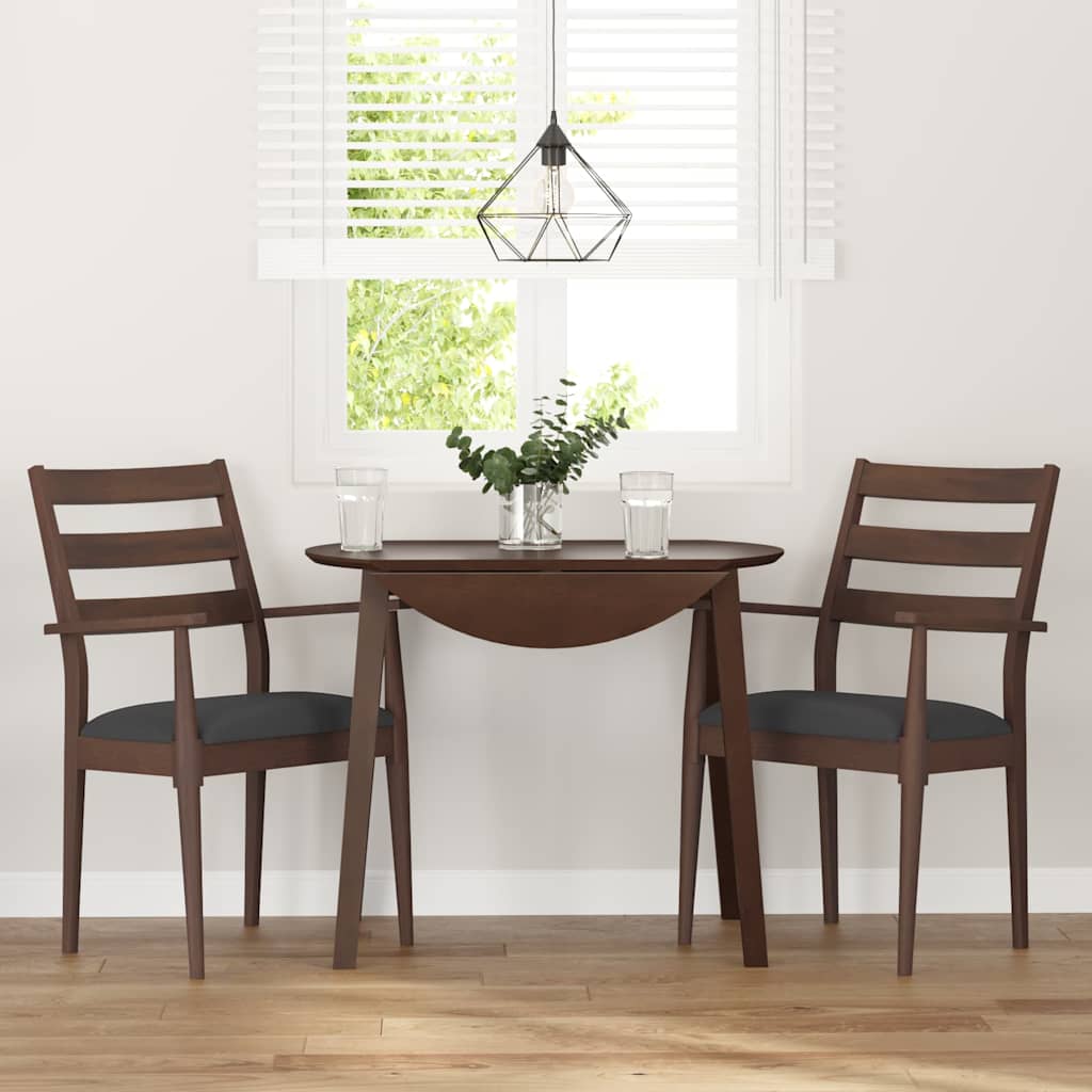 Dining Chairs with Cushions 2 Pcs Brown Solid Wood Rubber Tree