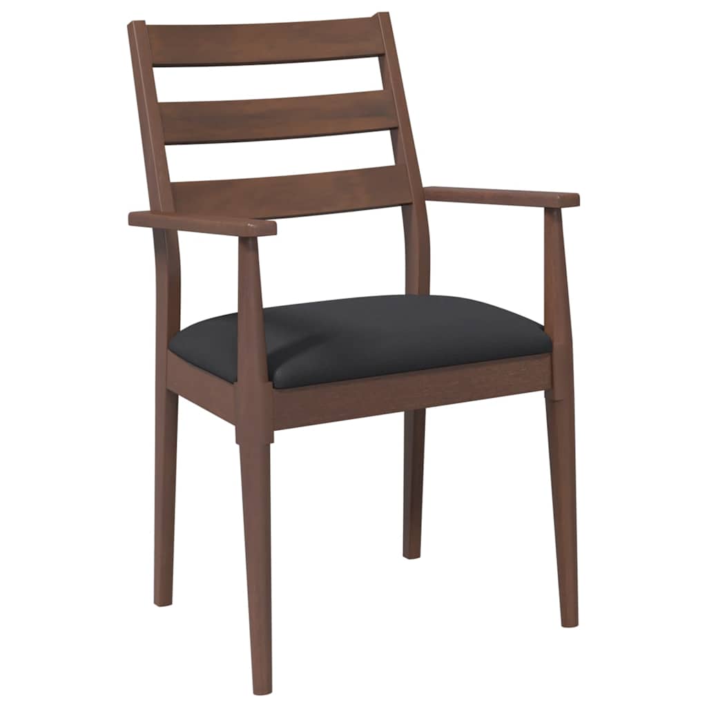 Dining Chairs with Cushions 2 Pcs Brown Solid Wood Rubber Tree