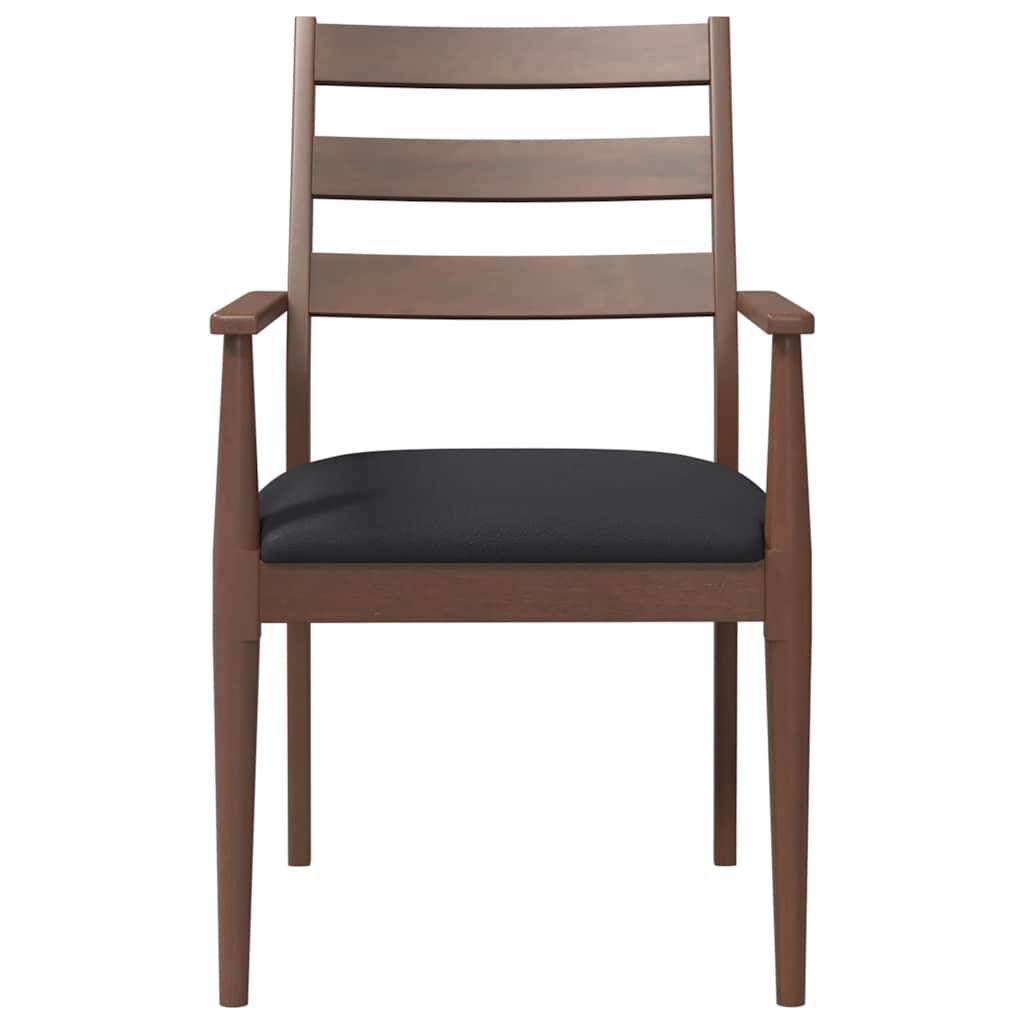 Dining Chairs with Cushions 2 Pcs Brown Solid Wood Rubber Tree