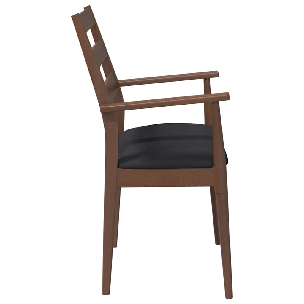 Dining Chairs with Cushions 2 Pcs Brown Solid Wood Rubber Tree