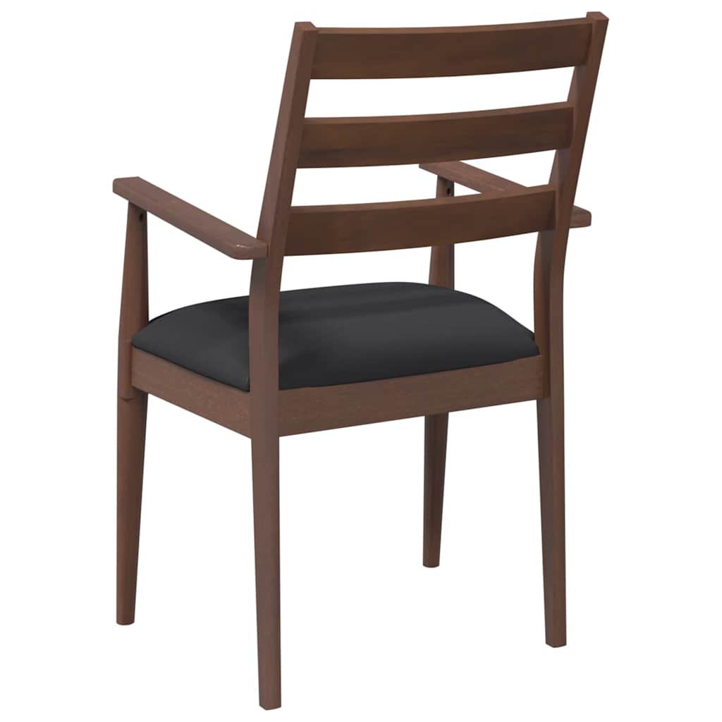 Dining Chairs with Cushions 2 Pcs Brown Solid Wood Rubber Tree