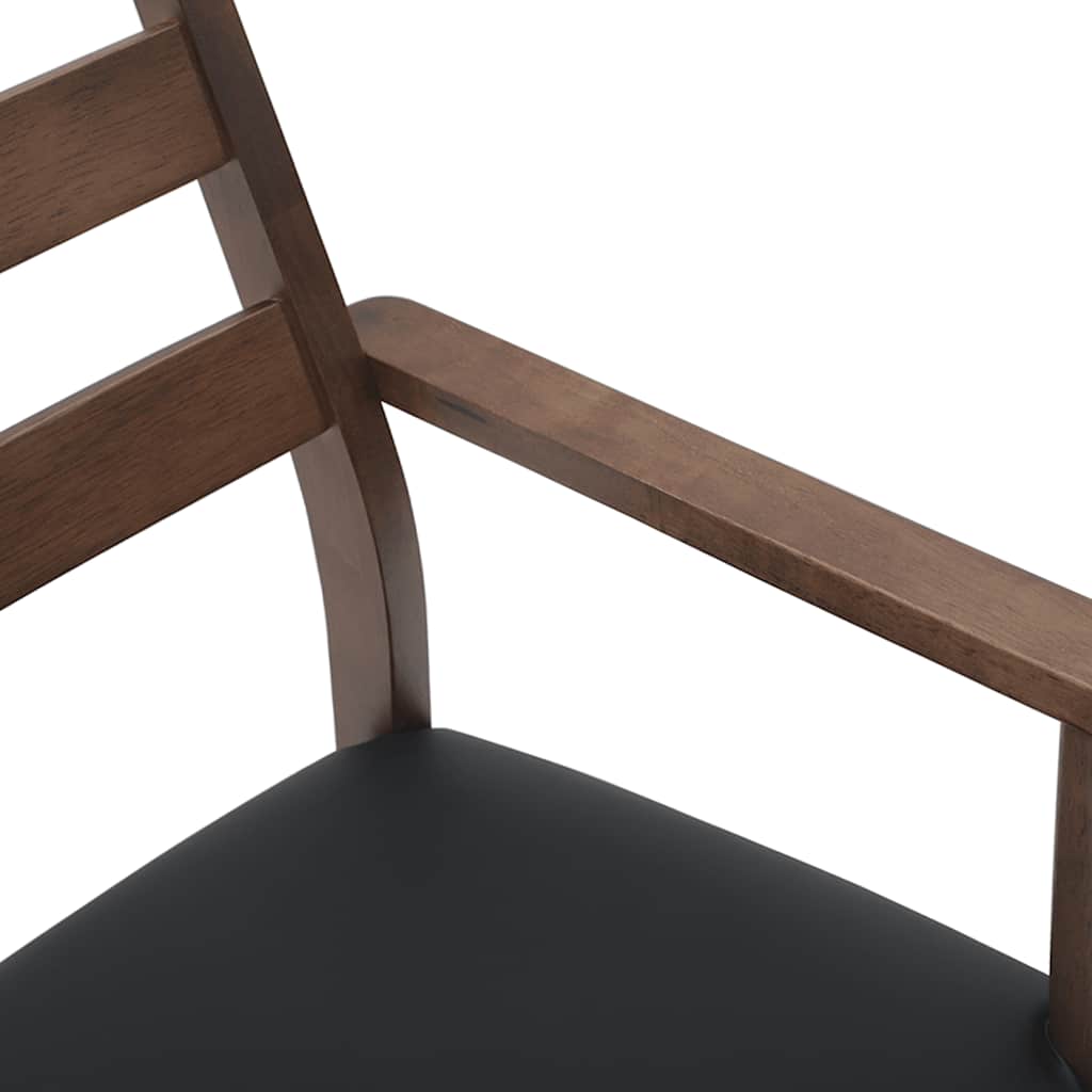 Dining Chairs with Cushions 2 Pcs Brown Solid Wood Rubber Tree