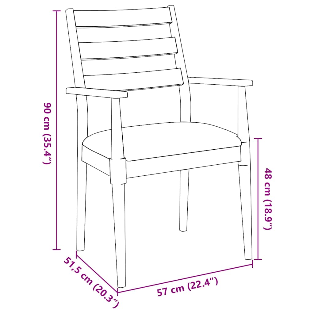 Dining Chairs with Cushions 2 Pcs Brown Solid Wood Rubber Tree