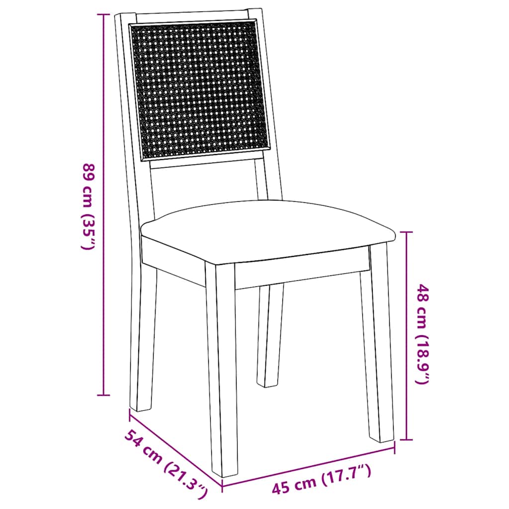 Esszimmerstühle mit Kissen 2 Stk. Braun Massivholz Gummibaum