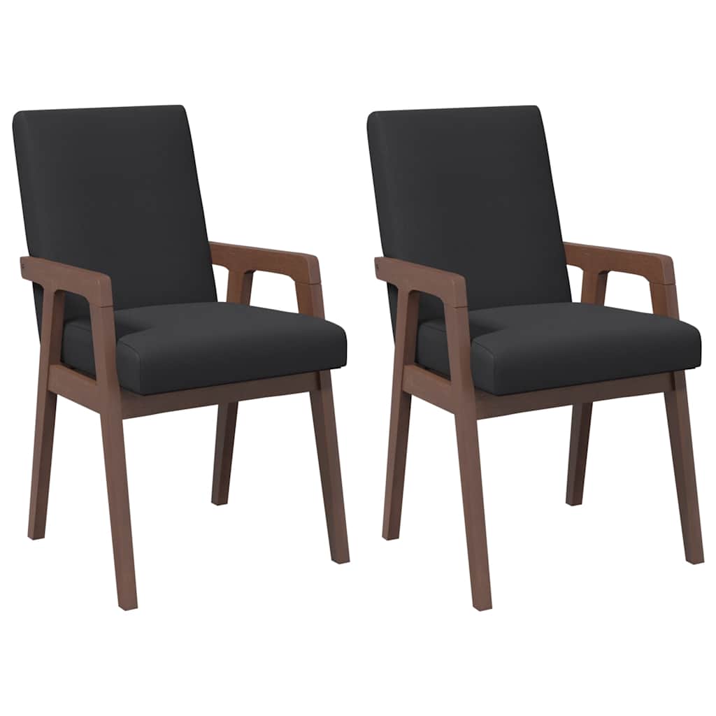 Esszimmerstühle mit Kissen 2 Stk. Braun Massivholz Gummibaum