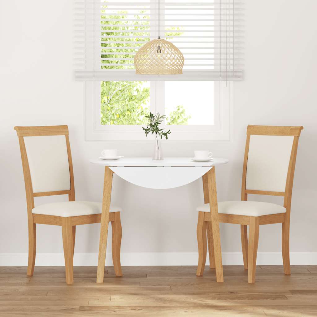 Dining Chairs with Cushions 2 Pcs Natural Solid Wood Rubber Tree