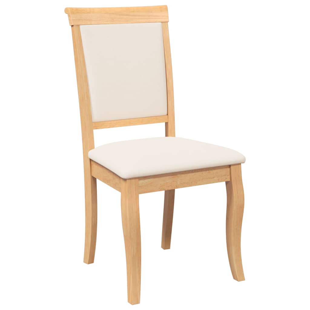 Dining Chairs with Cushions 2 Pcs Natural Solid Wood Rubber Tree