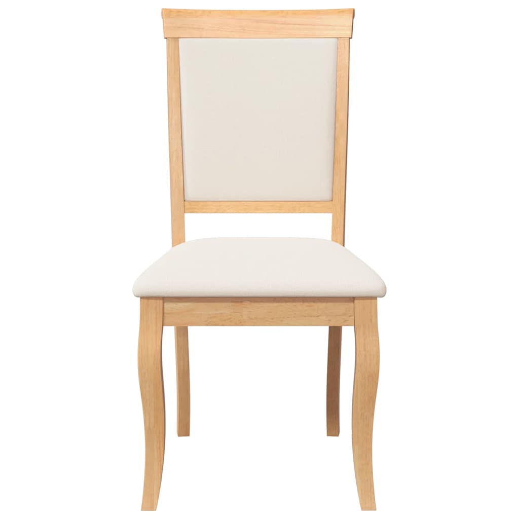 Dining Chairs with Cushions 2 Pcs Natural Solid Wood Rubber Tree